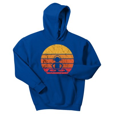 Dj Music Producer Beatmaker Retro Vintage Sunset Turntable Gift Kids Hoodie