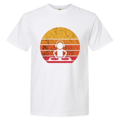 Dj Music Producer Beatmaker Retro Vintage Sunset Turntable Gift Garment-Dyed Heavyweight T-Shirt