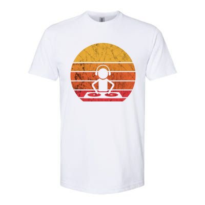 Dj Music Producer Beatmaker Retro Vintage Sunset Turntable Gift Softstyle CVC T-Shirt