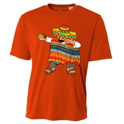 Dabbing Mexican Poncho Cinco De Mayo Men Sombrero Funny Dab Cooling Performance Crew T-Shirt