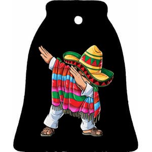 Dabbing Mexican Poncho Cinco De Mayo Boy Sombrero Dab Ceramic Bell Ornament