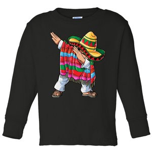 Dabbing Mexican Poncho Cinco De Mayo Boy Sombrero Dab Toddler Long Sleeve Shirt