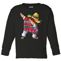 Dabbing Mexican Poncho Cinco De Mayo Boy Sombrero Dab Toddler Long Sleeve Shirt