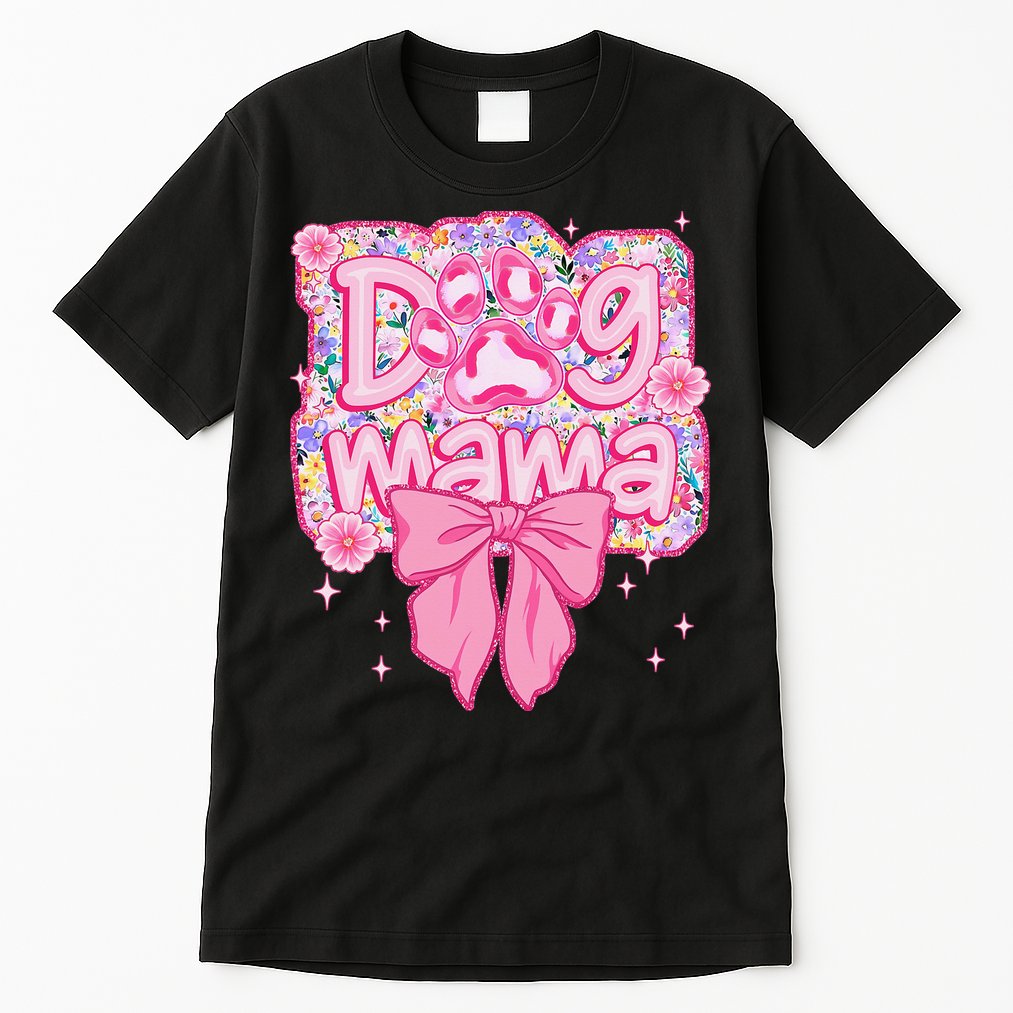 Dog Mom Preppy Dog Mama Flower Coquette Bow Mothers Day Tall T-Shirt