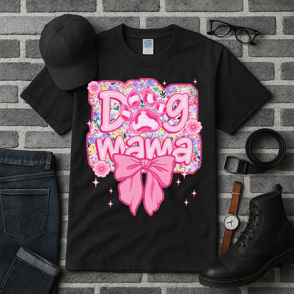 Dog Mom Preppy Dog Mama Flower Coquette Bow Mothers Day Tall T-Shirt