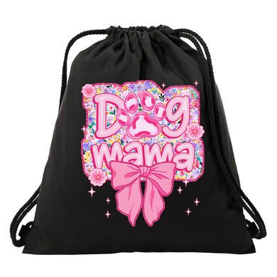 Dog Mom Preppy Dog Mama Flower Coquette Bow Mothers Day Drawstring Bag