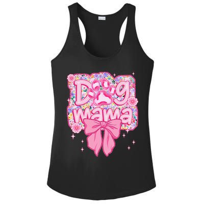 Dog Mom Preppy Dog Mama Flower Coquette Bow Mothers Day Ladies PosiCharge Competitor Racerback Tank