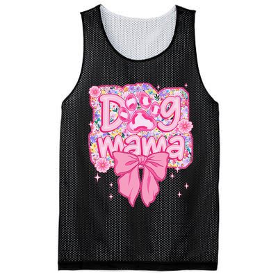 Dog Mom Preppy Dog Mama Flower Coquette Bow Mothers Day Mesh Reversible Basketball Jersey Tank