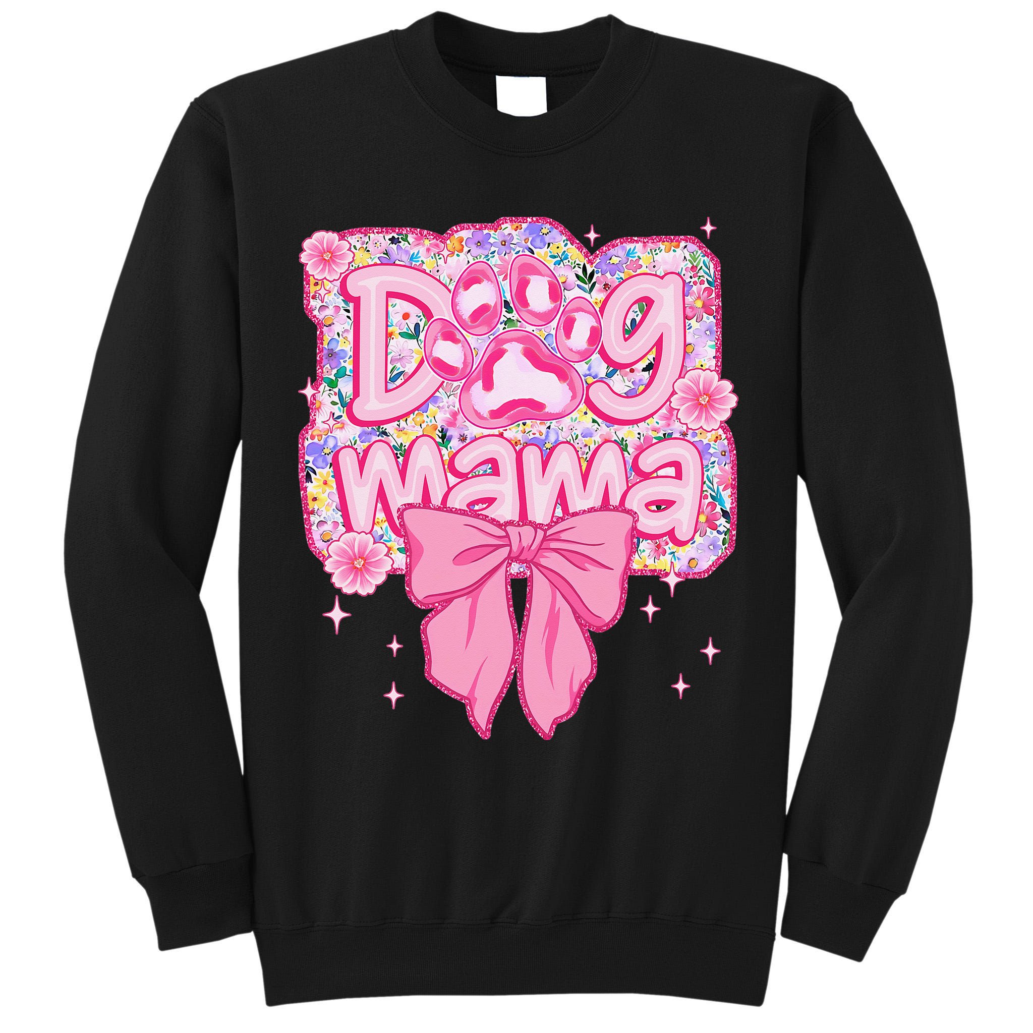 Dog Mom Preppy Dog Mama Flower Coquette Bow Mothers Day Tall Sweatshirt