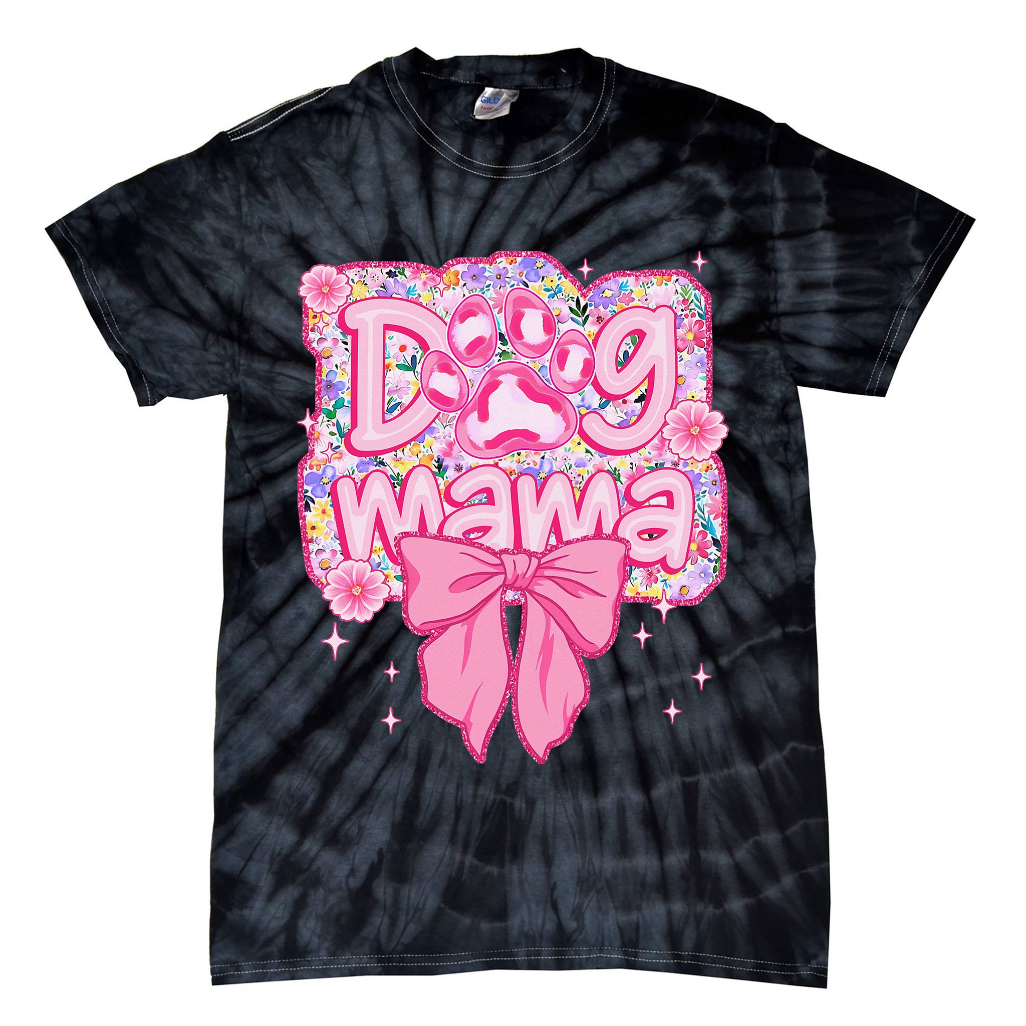 Dog Mom Preppy Dog Mama Flower Coquette Bow Mothers Day Tie-Dye T-Shirt