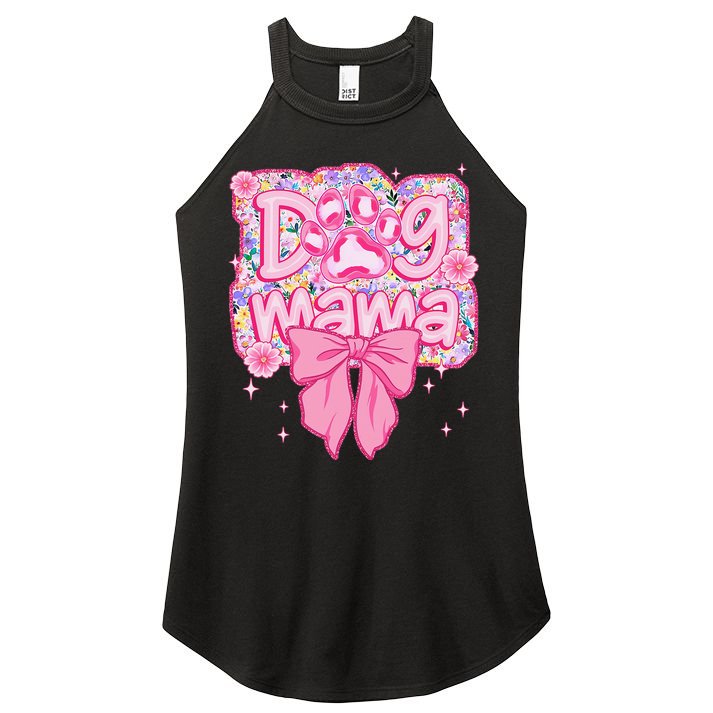 Dog Mom Preppy Dog Mama Flower Coquette Bow Mothers Day Women's Perfect Tri Rocker Tank