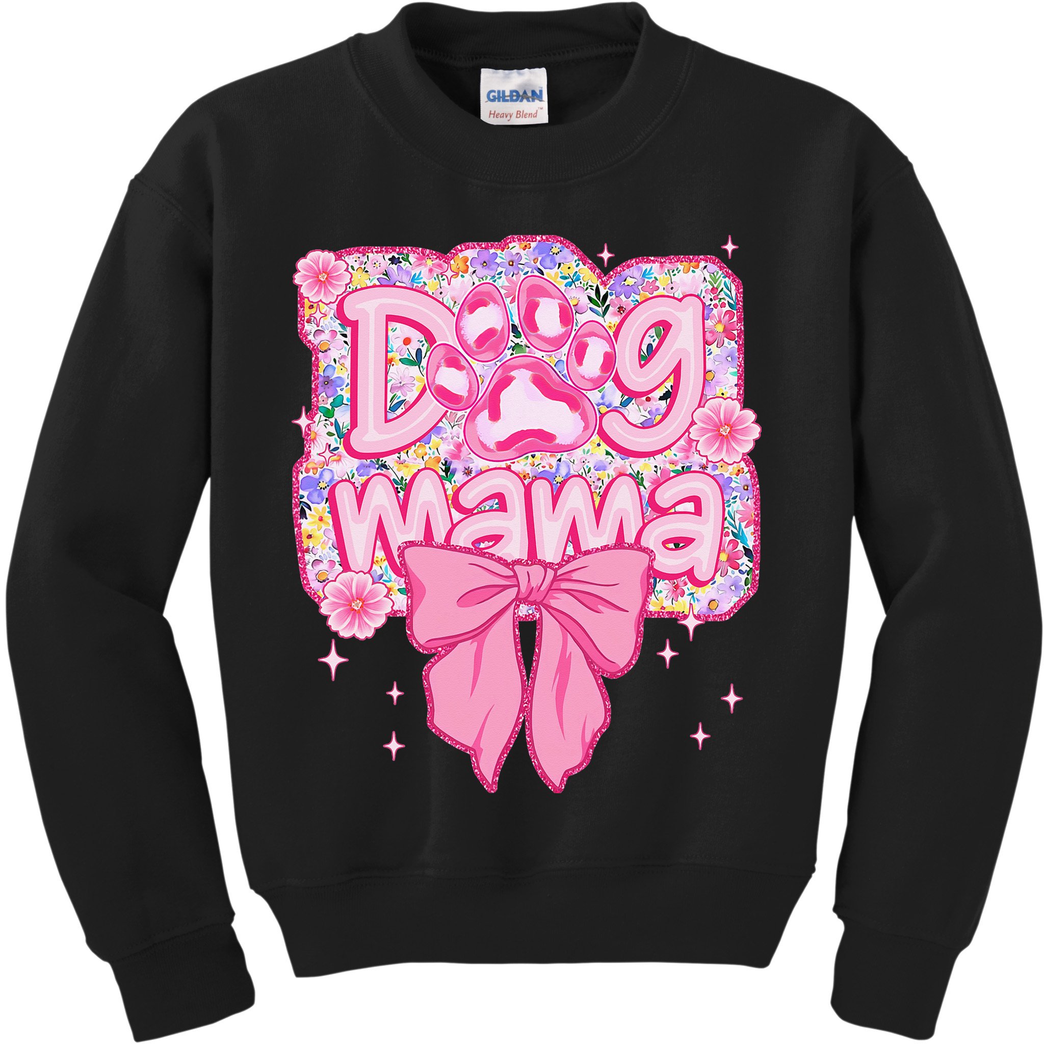 Dog Mom Preppy Dog Mama Flower Coquette Bow Mothers Day Kids Sweatshirt