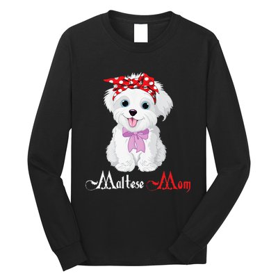 Dog Mama Puppy Mom Maltese Long Sleeve Shirt