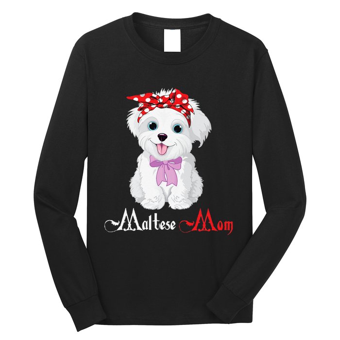 Dog Mama Puppy Mom Maltese Long Sleeve Shirt