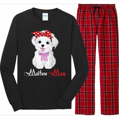 Dog Mama Puppy Mom Maltese Long Sleeve Pajama Set