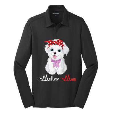 Dog Mama Puppy Mom Maltese Silk Touch Performance Long Sleeve Polo