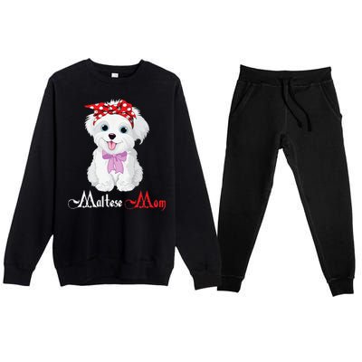 Dog Mama Puppy Mom Maltese Premium Crewneck Sweatsuit Set