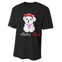 Dog Mama Puppy Mom Maltese Performance Sprint T-Shirt