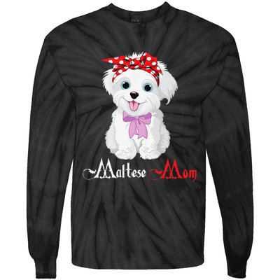 Dog Mama Puppy Mom Maltese Tie-Dye Long Sleeve Shirt