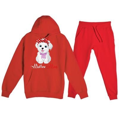 Dog Mama Puppy Mom Maltese Premium Hooded Sweatsuit Set