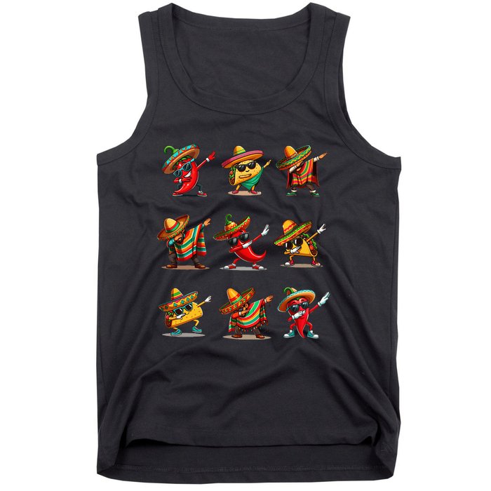 Dabbing Mexican Poncho Taco Cinco De Mayo Tank Top