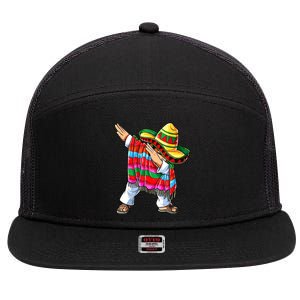 Dabbing Mexican Poncho Cinco De Mayo Boy Short Sleeve Sombrero Dab 7 Panel Mesh Trucker Snapback Hat