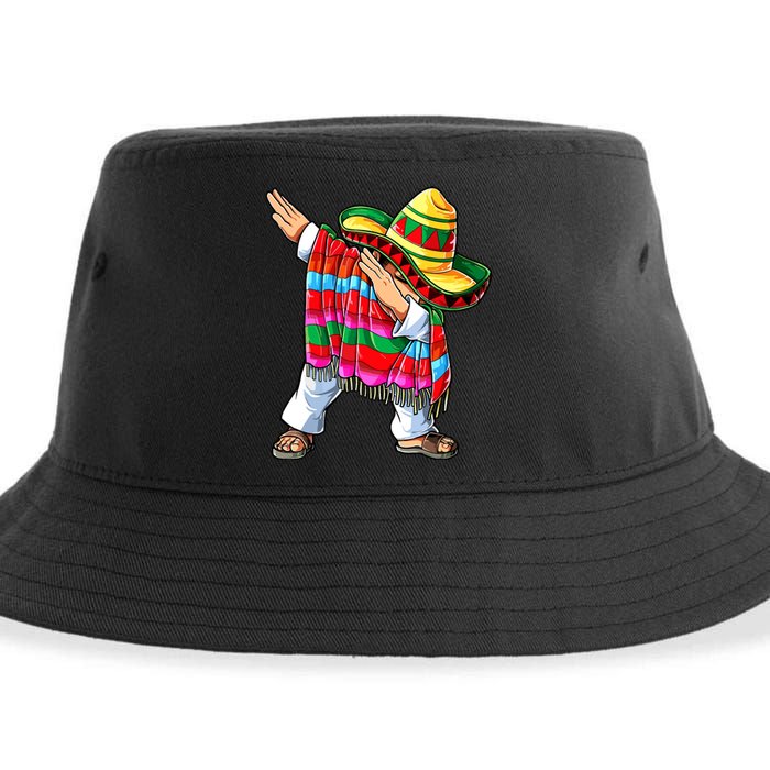 Dabbing Mexican Poncho Cinco De Mayo Boy Short Sleeve Sombrero Dab Sustainable Bucket Hat