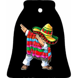 Dabbing Mexican Poncho Cinco De Mayo Boy Short Sleeve Sombrero Dab Ceramic Bell Ornament