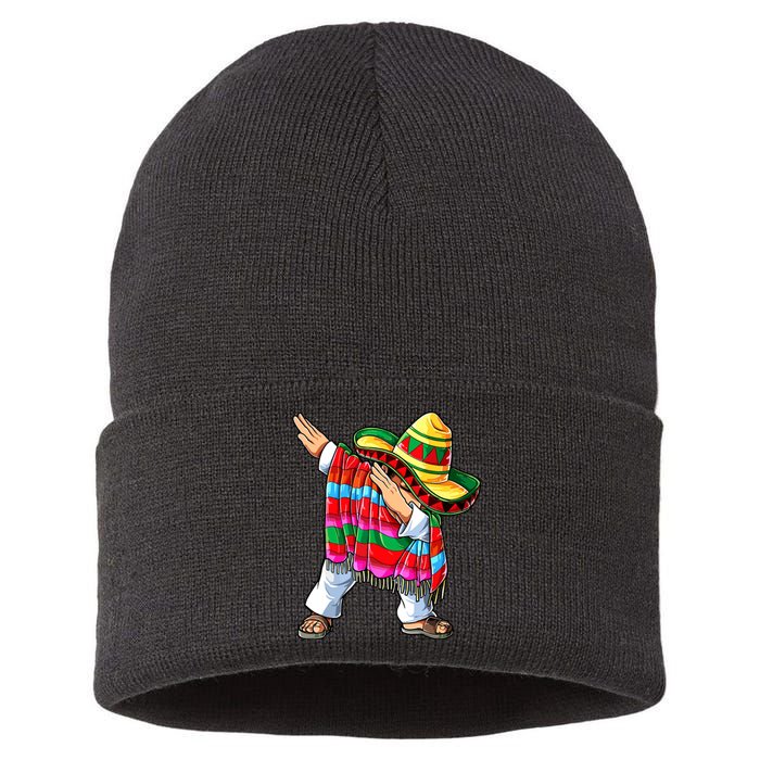 Dabbing Mexican Poncho Cinco De Mayo Boy Short Sleeve Sombrero Dab Sustainable Knit Beanie