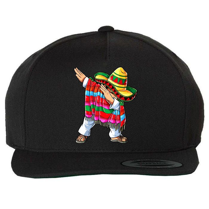 Dabbing Mexican Poncho Cinco De Mayo Boy Short Sleeve Sombrero Dab Wool Snapback Cap