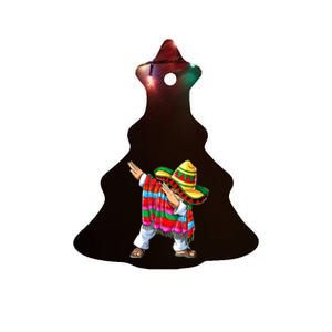 Dabbing Mexican Poncho Cinco De Mayo Boy Short Sleeve Sombrero Dab Ceramic Tree Ornament