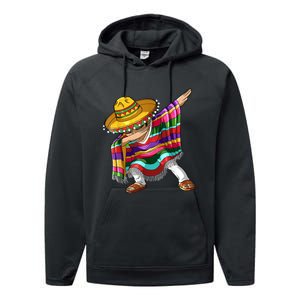 Dabbing Mexican Poncho Cinco De Mayo Men Sombrero Dab Performance Fleece Hoodie