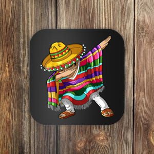 Dabbing Mexican Poncho Cinco De Mayo Men Sombrero Dab Coaster