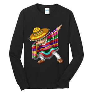 Dabbing Mexican Poncho Cinco De Mayo Men Sombrero Dab Tall Long Sleeve T-Shirt