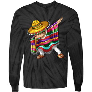 Dabbing Mexican Poncho Cinco De Mayo Men Sombrero Dab Tie-Dye Long Sleeve Shirt