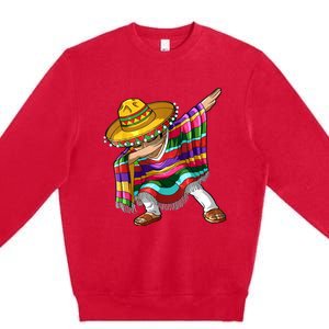 Dabbing Mexican Poncho Cinco De Mayo Men Sombrero Dab Premium Crewneck Sweatshirt