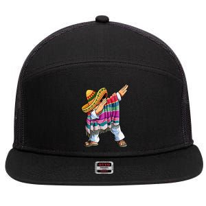 Dabbing Mexican Poncho 5 Cinco De Mayo Sombrero Dab 7 Panel Mesh Trucker Snapback Hat