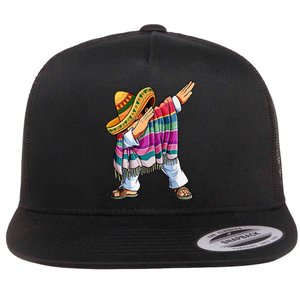 Dabbing Mexican Poncho 5 Cinco De Mayo Sombrero Dab Flat Bill Trucker Hat