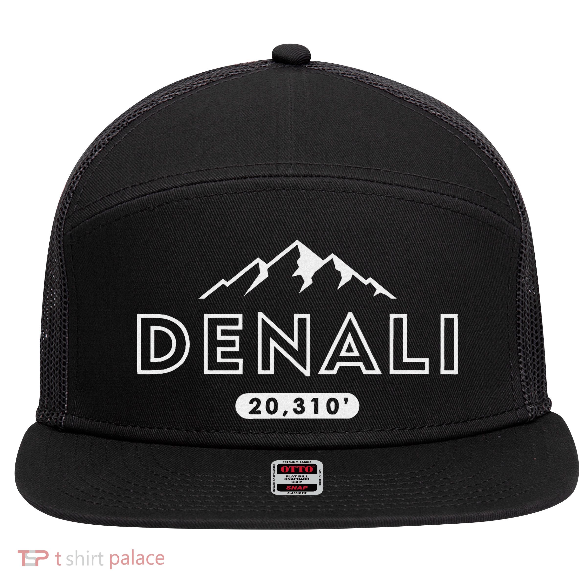 Denali Mountain Peak Elevation Alaska National Park 7 Panel Mesh Trucker Snapback Hat