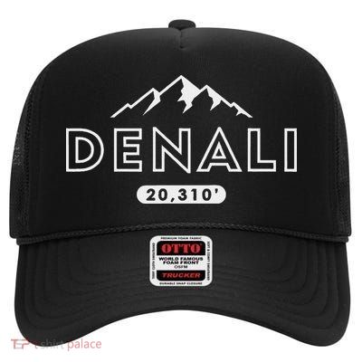 Denali Mountain Peak Elevation Alaska National Park High Crown Mesh Back Trucker Hat
