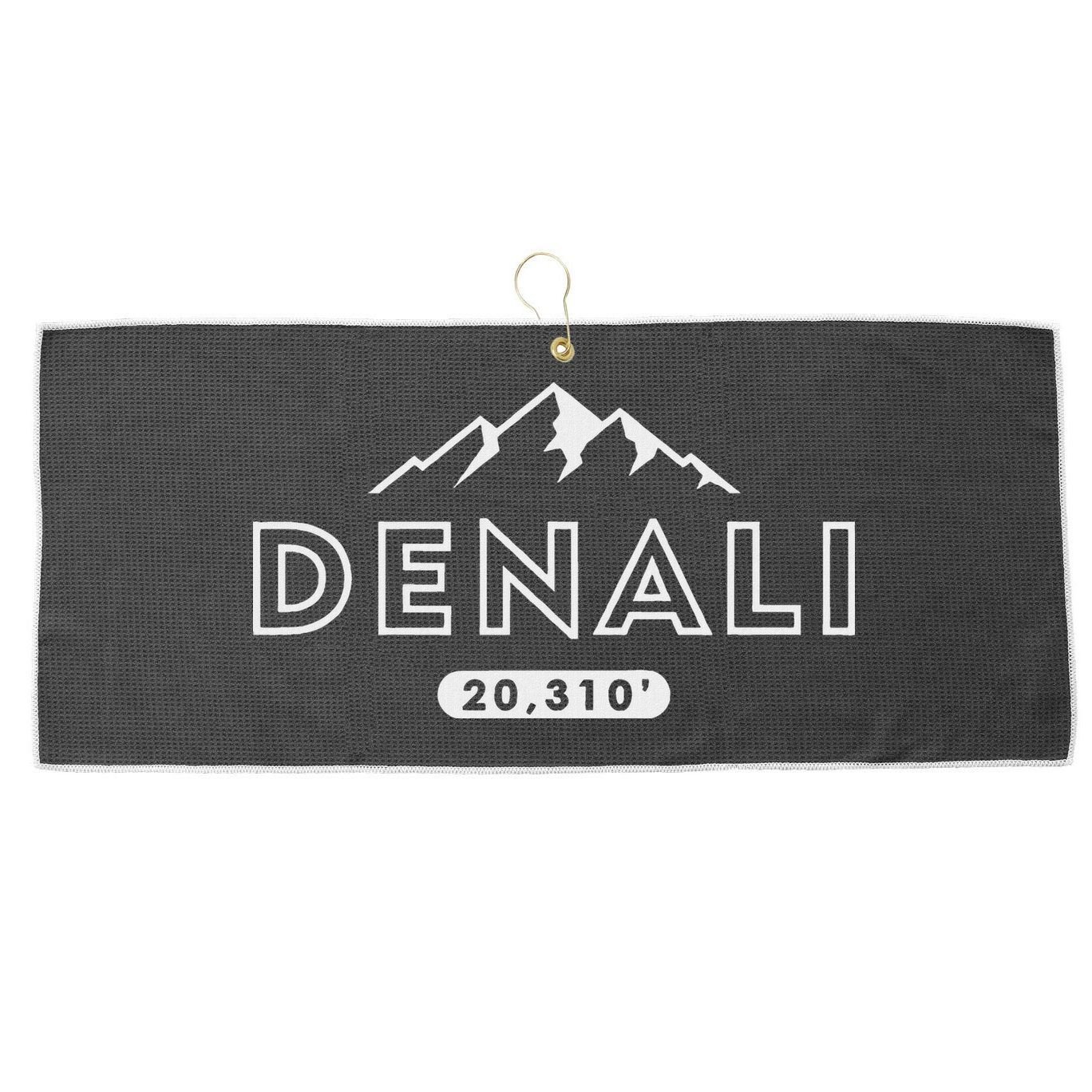 Denali Mountain Peak Elevation Alaska National Park Large Microfiber Waffle Golf Towel