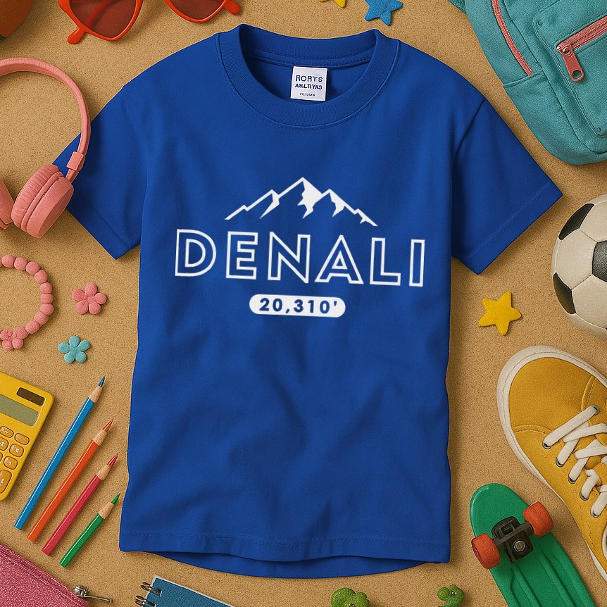 Denali Mountain Peak Elevation Alaska National Park Kids T-Shirt