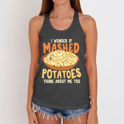 Do Mashed Potatoes Think About Me? Potato Women's Knotted Racerback Tank