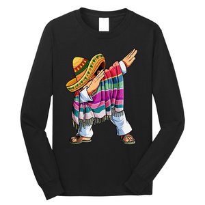 Dabbing Mexican Poncho 5 Cinco De Mayo Sombrero Dab Long Sleeve Shirt