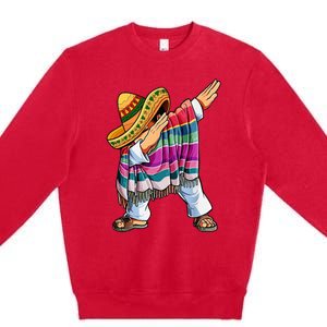 Dabbing Mexican Poncho 5 Cinco De Mayo Sombrero Dab Premium Crewneck Sweatshirt