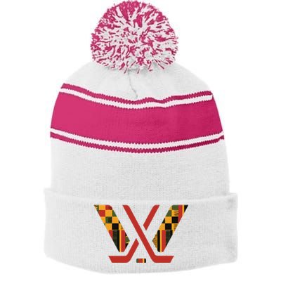 Dana Mclean Pwhl Toronto X Woody Creek Disti Stripe Pom Pom Beanie