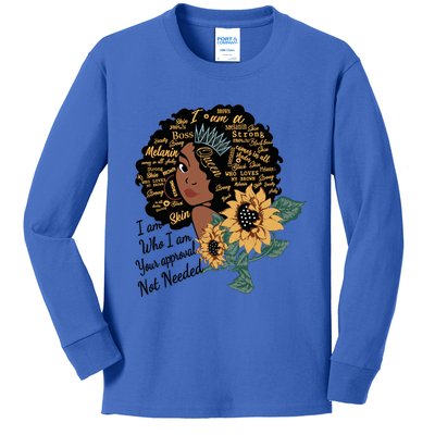 Dope Melanin Queen Sunflower Graphic Black Mom Afro America Cool Gift Kids Long Sleeve Shirt