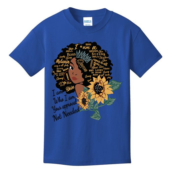 Dope Melanin Queen Sunflower Graphic Black Mom Afro America Cool Gift Kids T-Shirt