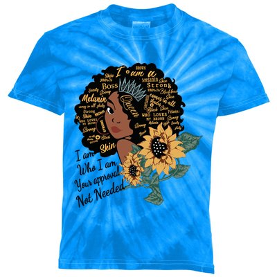 Dope Melanin Queen Sunflower Graphic Black Mom Afro America Cool Gift Kids Tie-Dye T-Shirt