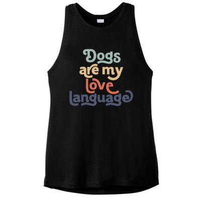 Dog Mama quote Dogs Are My Love Language mother's day Ladies PosiCharge Tri-Blend Wicking Tank